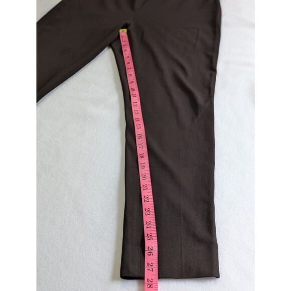 Vtg St. John pants brown size 10 straight leg ankle zip work office knit trouser - Picture 11 of 12
